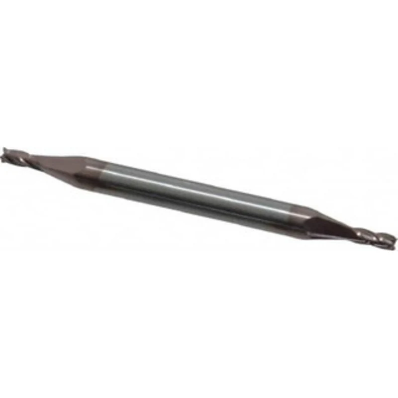 KYOCERA SGS 1/16, 1/8 LOC, 1/8 Shank Diam, 1-1/2 OAL, 4 Flute, Solid Carbide Square End Mill Double End, TiCN Finish,...